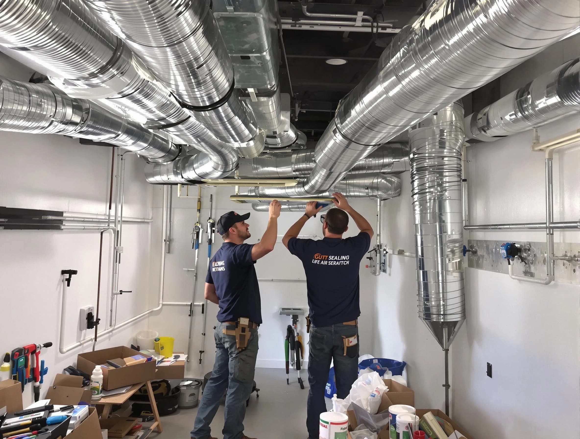 Park City Air Duct Cleaning technician applying professional duct sealing solutions in Park City