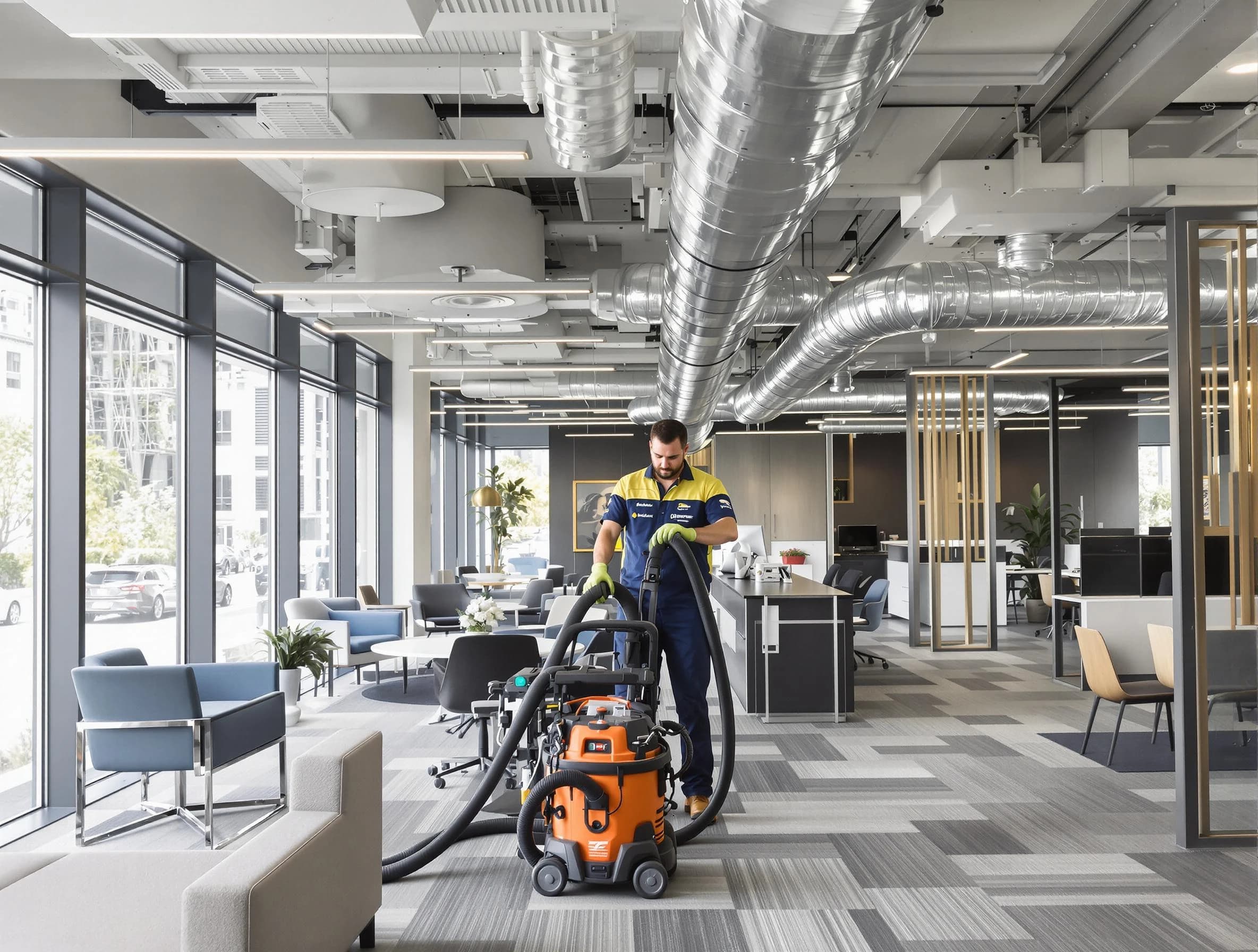 Park City Air Duct Cleaning team performing thorough commercial duct cleaning at a Park City business center