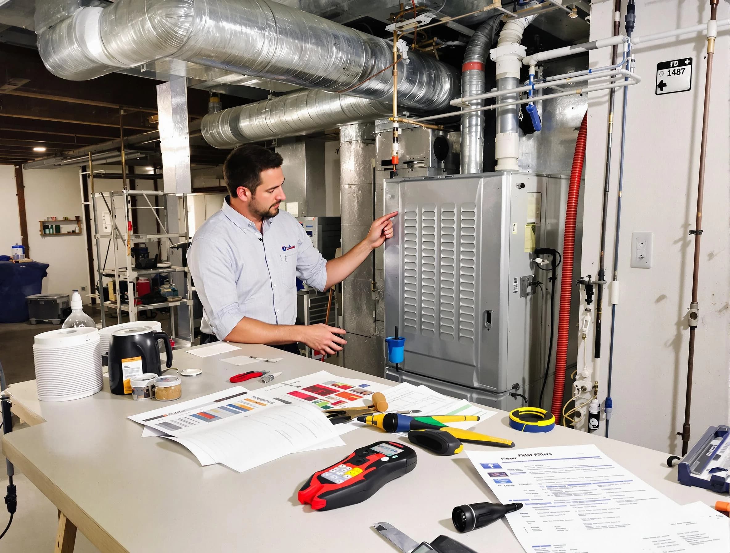 Park City Air Duct Cleaning inspector conducting detailed filter system evaluation using professional diagnostic tools in Park City