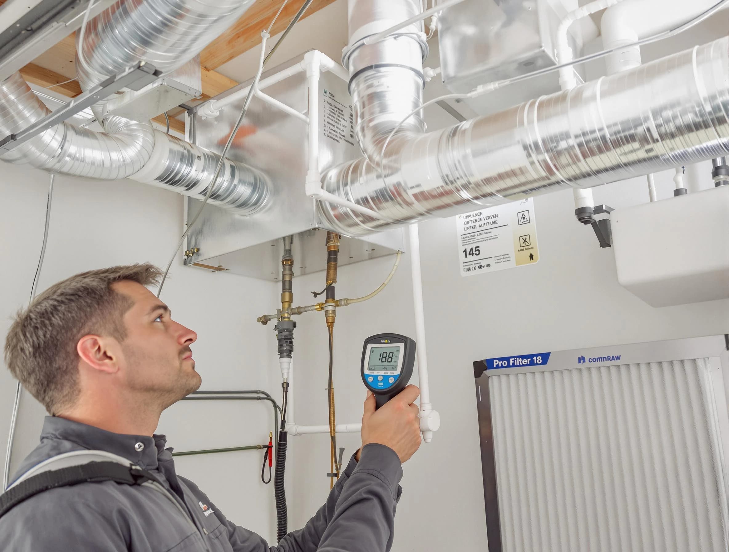 Park City Air Duct Cleaning expert conducting detailed filter system inspection using diagnostic tools in Park City