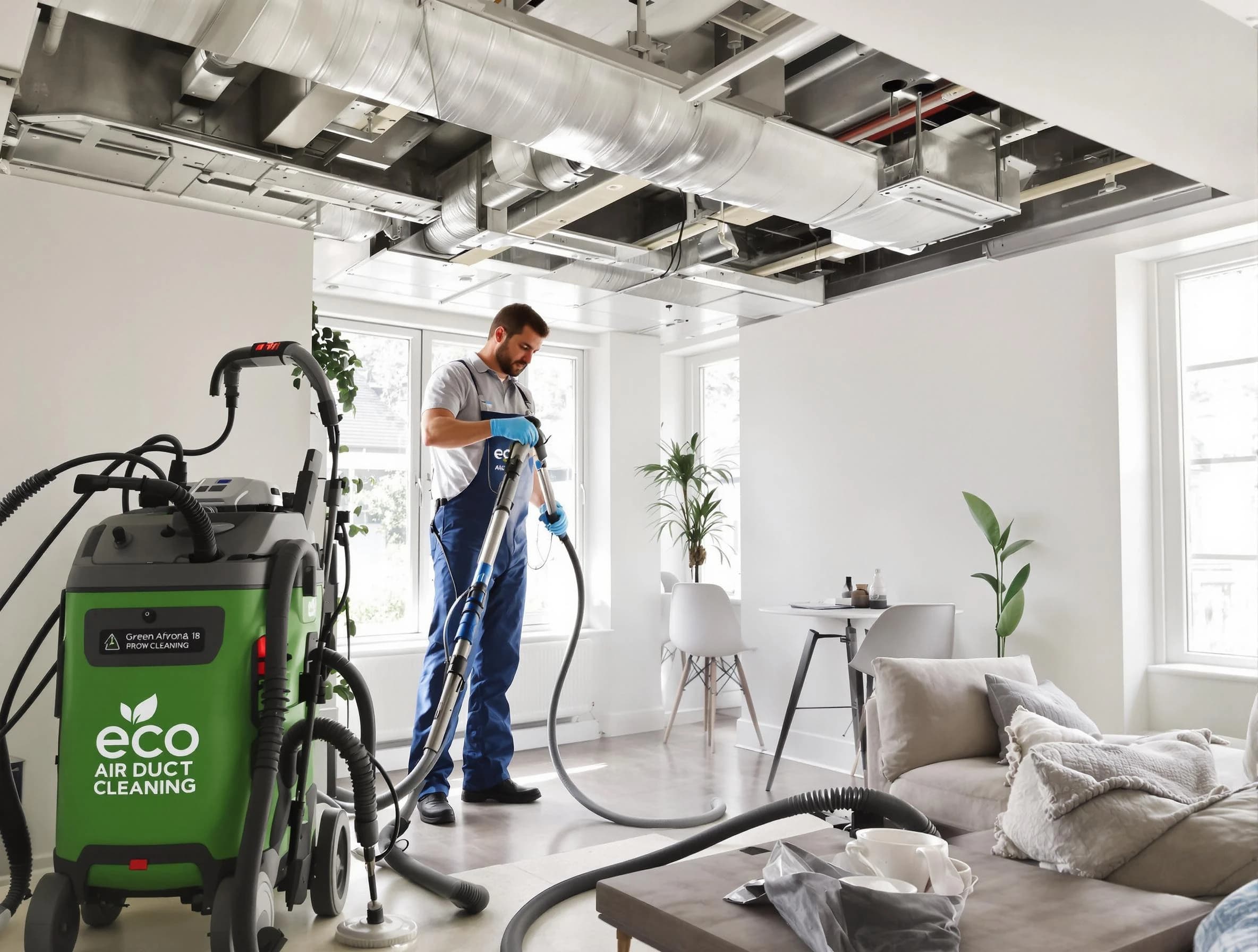 Park City Air Duct Cleaning technician performing eco-friendly duct cleaning using sustainable methods in Park City