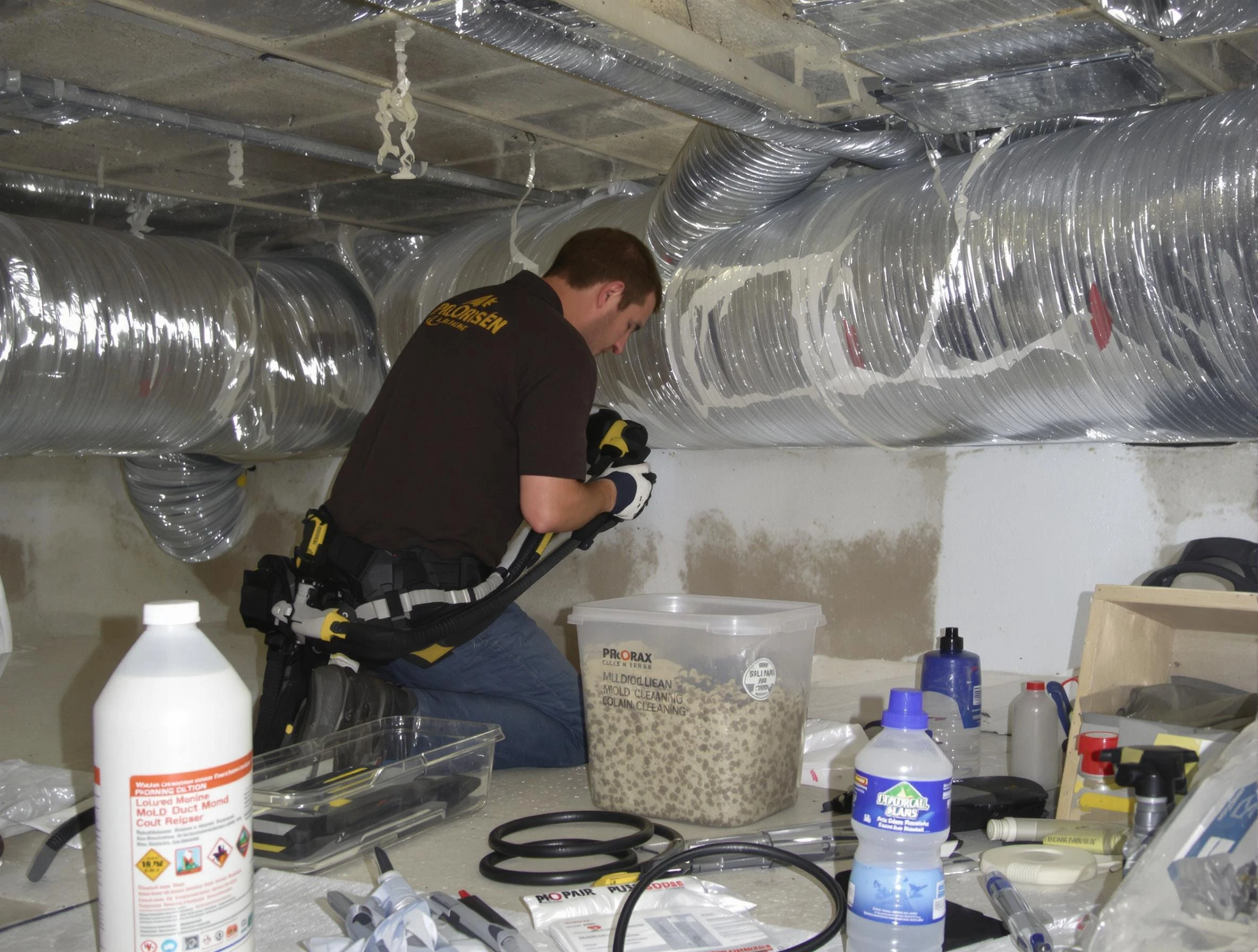 Park City Air Duct Cleaning specialist performing professional mold removal from air ducts in Park City
