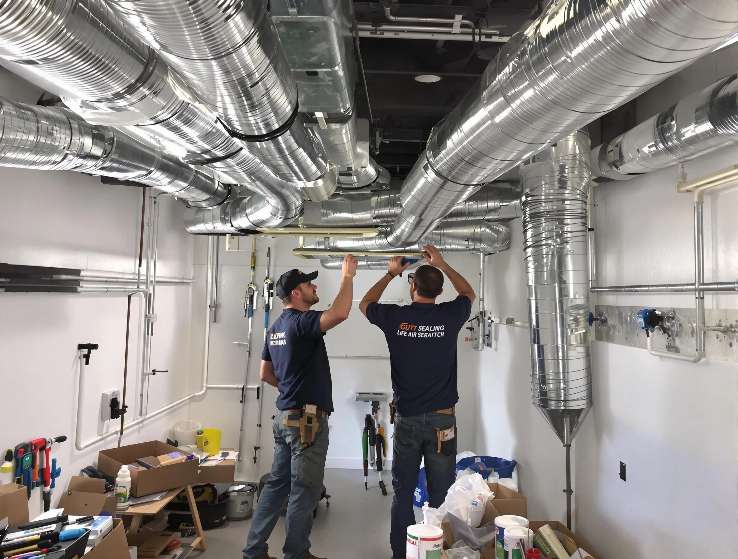 Park City Air Duct Cleaning technician applying professional duct sealing solutions in Park City